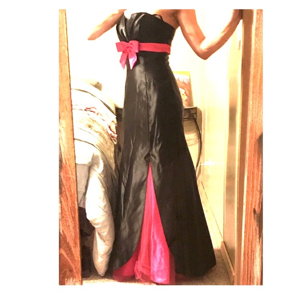 Hot Pink Black Prom Dress